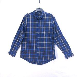 George Blue Plaid Long Sleeve Collar Button down Shirt Size M w/ Front Pocket